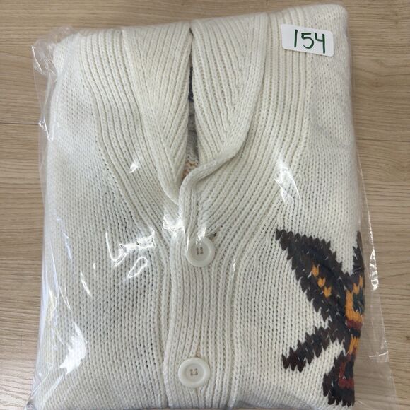 Vintage Campus Cardigan Sweater Mens Large Aztec Western Bird Academia Prep 80s - Picture 10 of 10